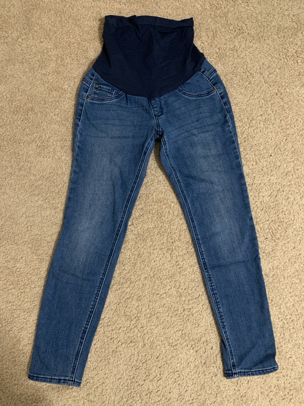 Indigo Blue Women's Blue Skinny Maternity Jean Capris